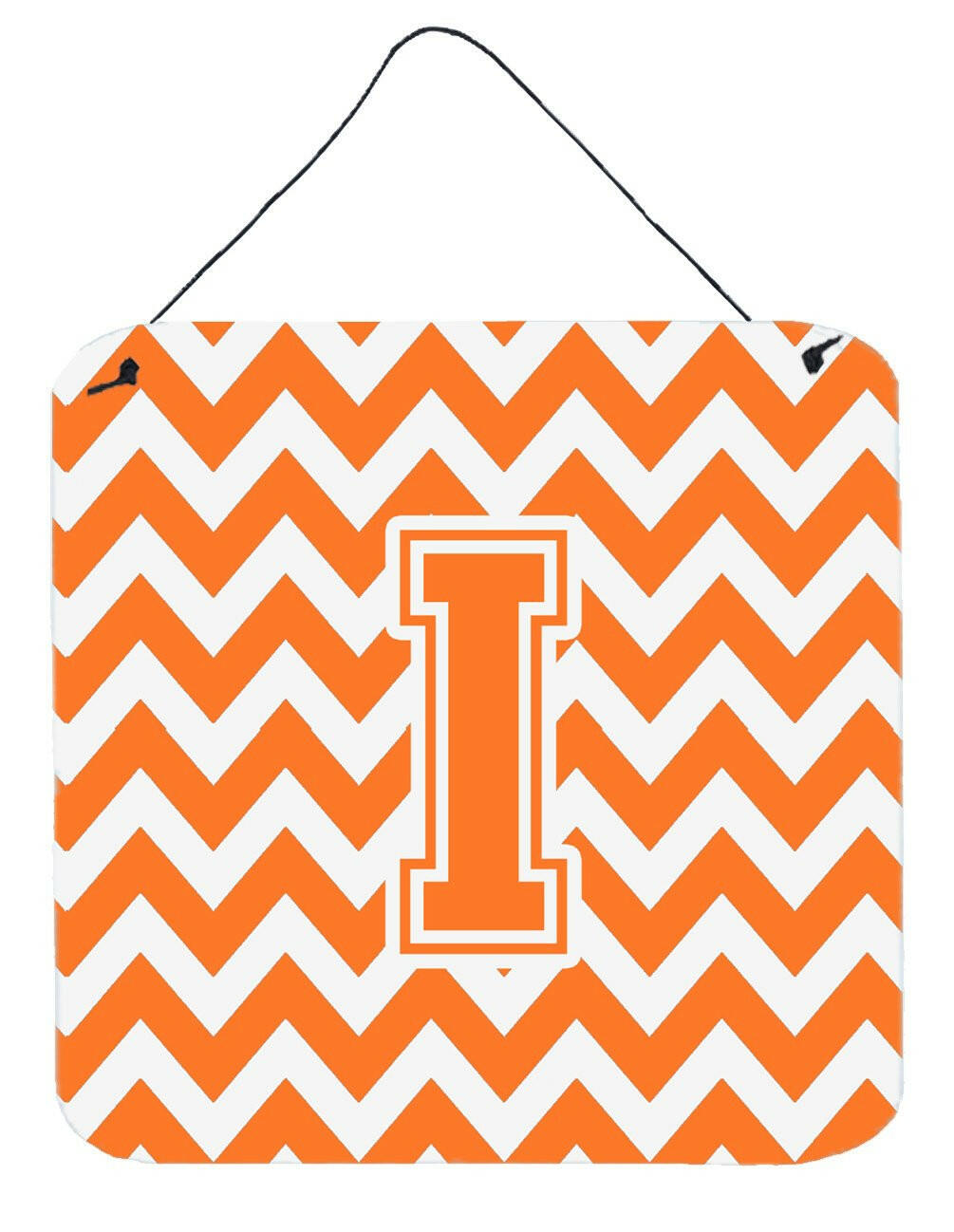 Letter I Chevron Orange and White Wall or Door Hanging Prints CJ1046-IDS66 by Caroline&#39;s Treasures