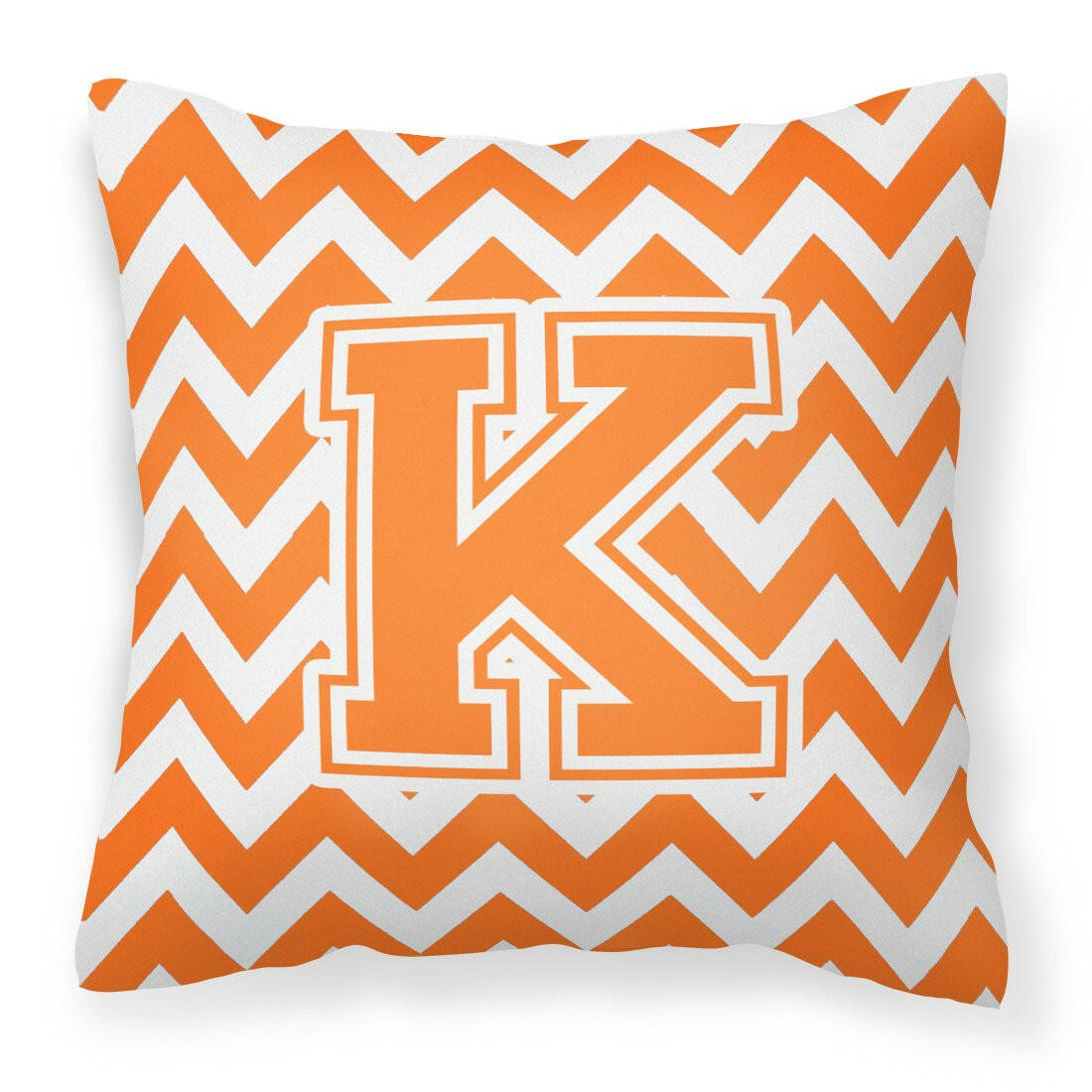 Letter K Chevron Orange and White Fabric Decorative Pillow CJ1046-KPW1414 by Caroline&#39;s Treasures
