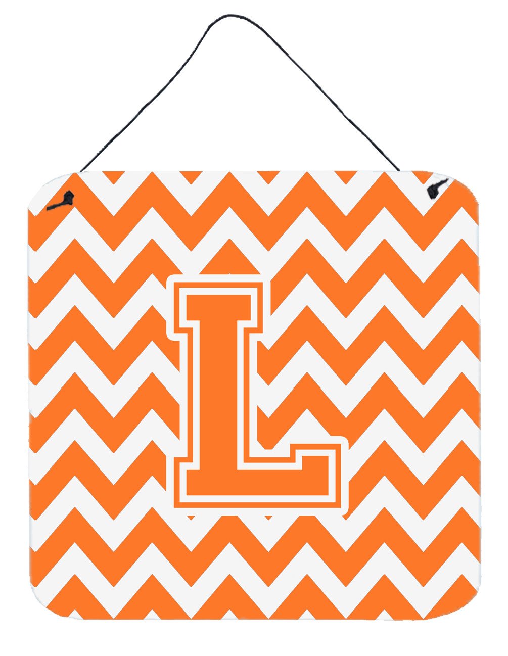 Letter L Chevron Orange and White Wall or Door Hanging Prints CJ1046-LDS66 by Caroline&#39;s Treasures