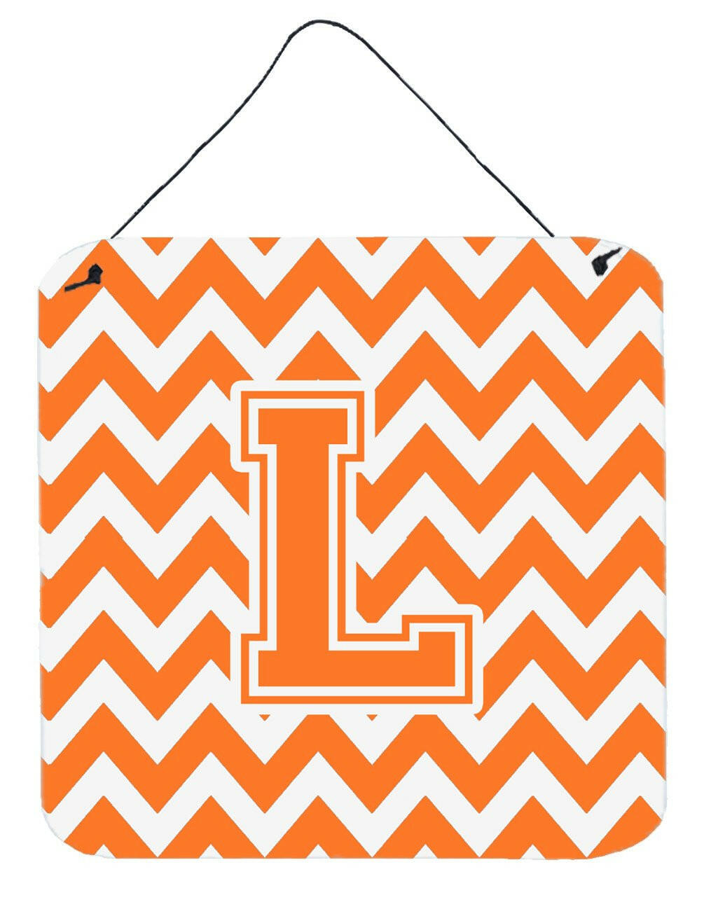 Letter L Chevron Orange and White Wall or Door Hanging Prints CJ1046-LDS66 by Caroline&#39;s Treasures