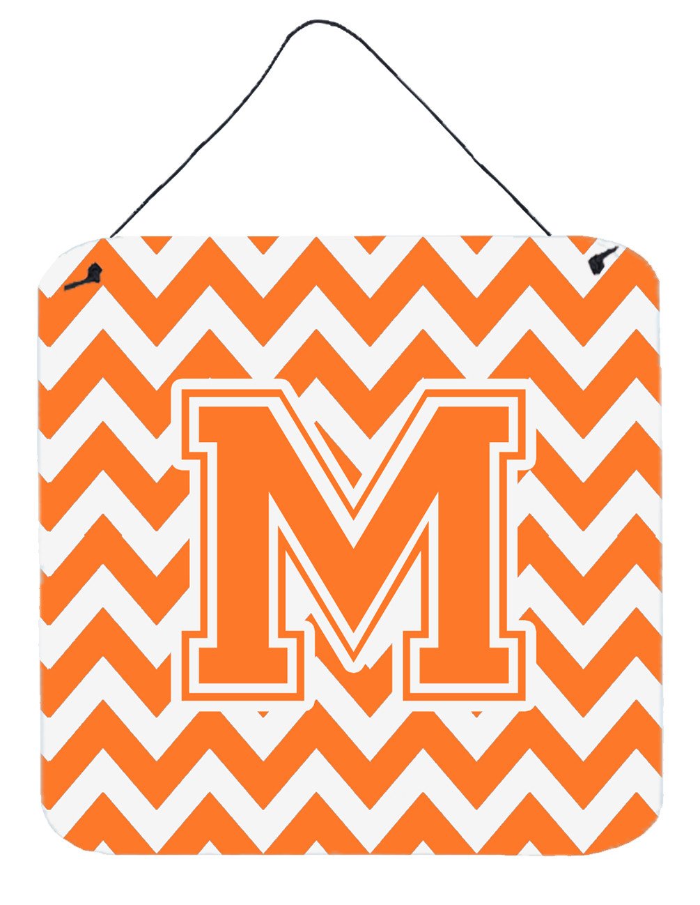 Letter M Chevron Orange and White Wall or Door Hanging Prints CJ1046-MDS66 by Caroline&#39;s Treasures