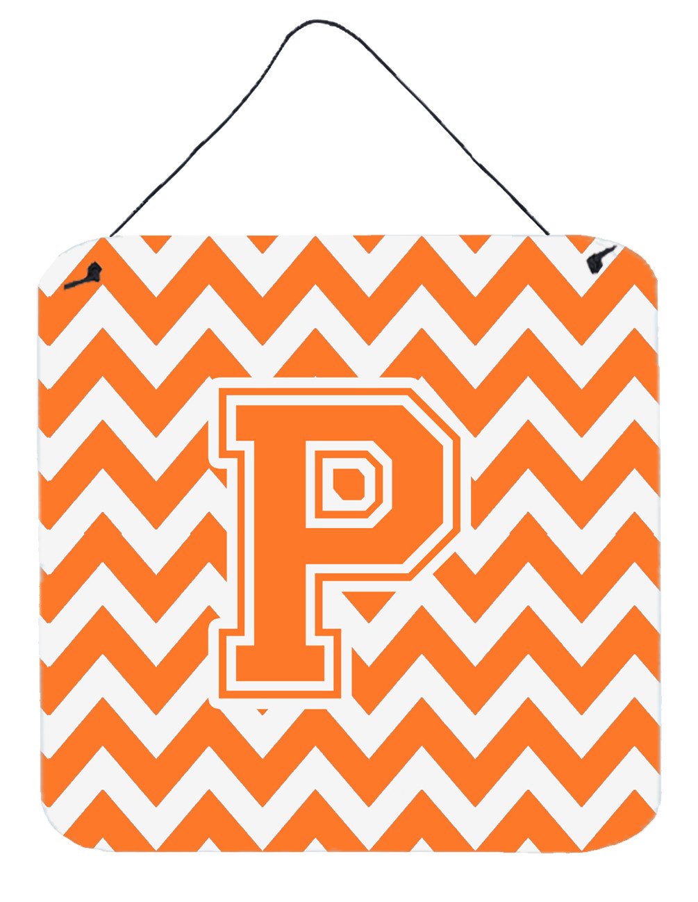 Letter P Chevron Orange and White Wall or Door Hanging Prints CJ1046-PDS66 by Caroline&#39;s Treasures
