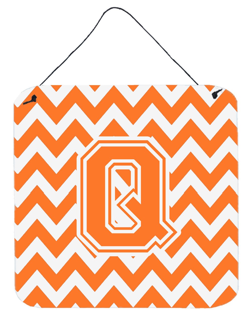 Letter Q Chevron Orange and White Wall or Door Hanging Prints CJ1046-QDS66 by Caroline&#39;s Treasures
