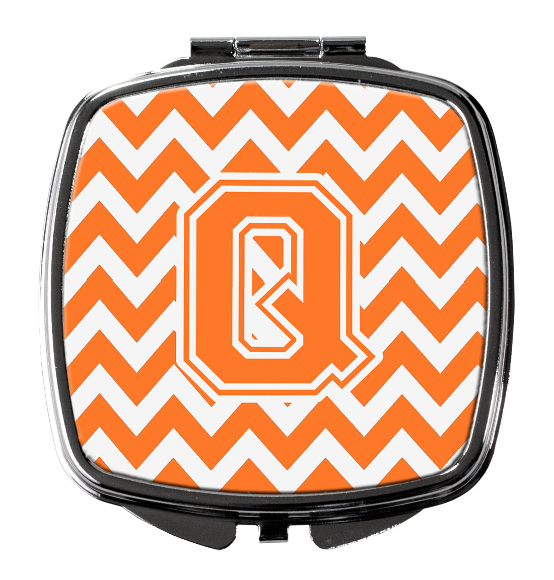 Letter Q Chevron Orange and White Compact Mirror CJ1046-QSCM