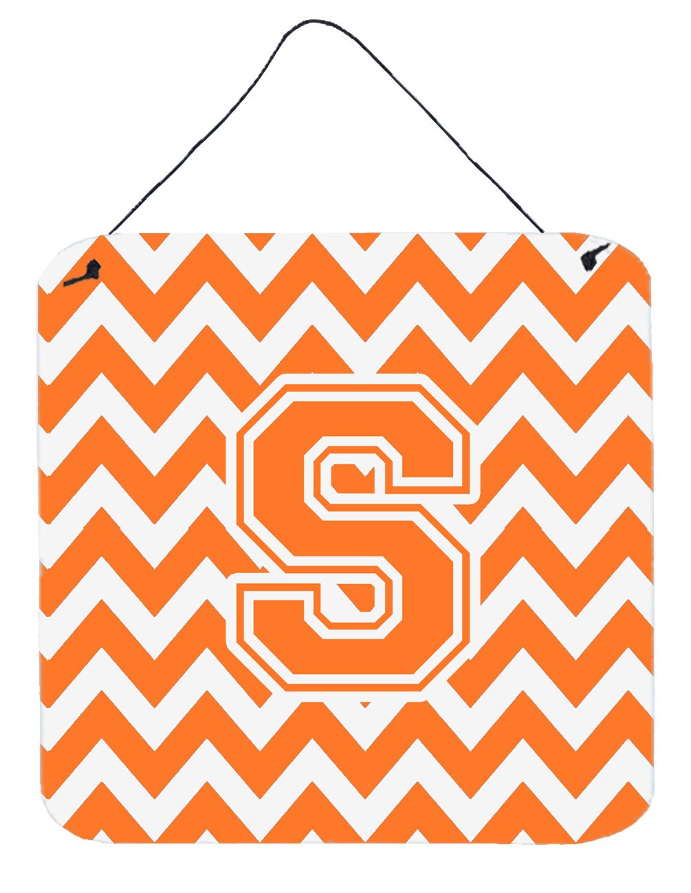 Letter S Chevron Orange and White Wall or Door Hanging Prints CJ1046-SDS66 by Caroline's Treasures
