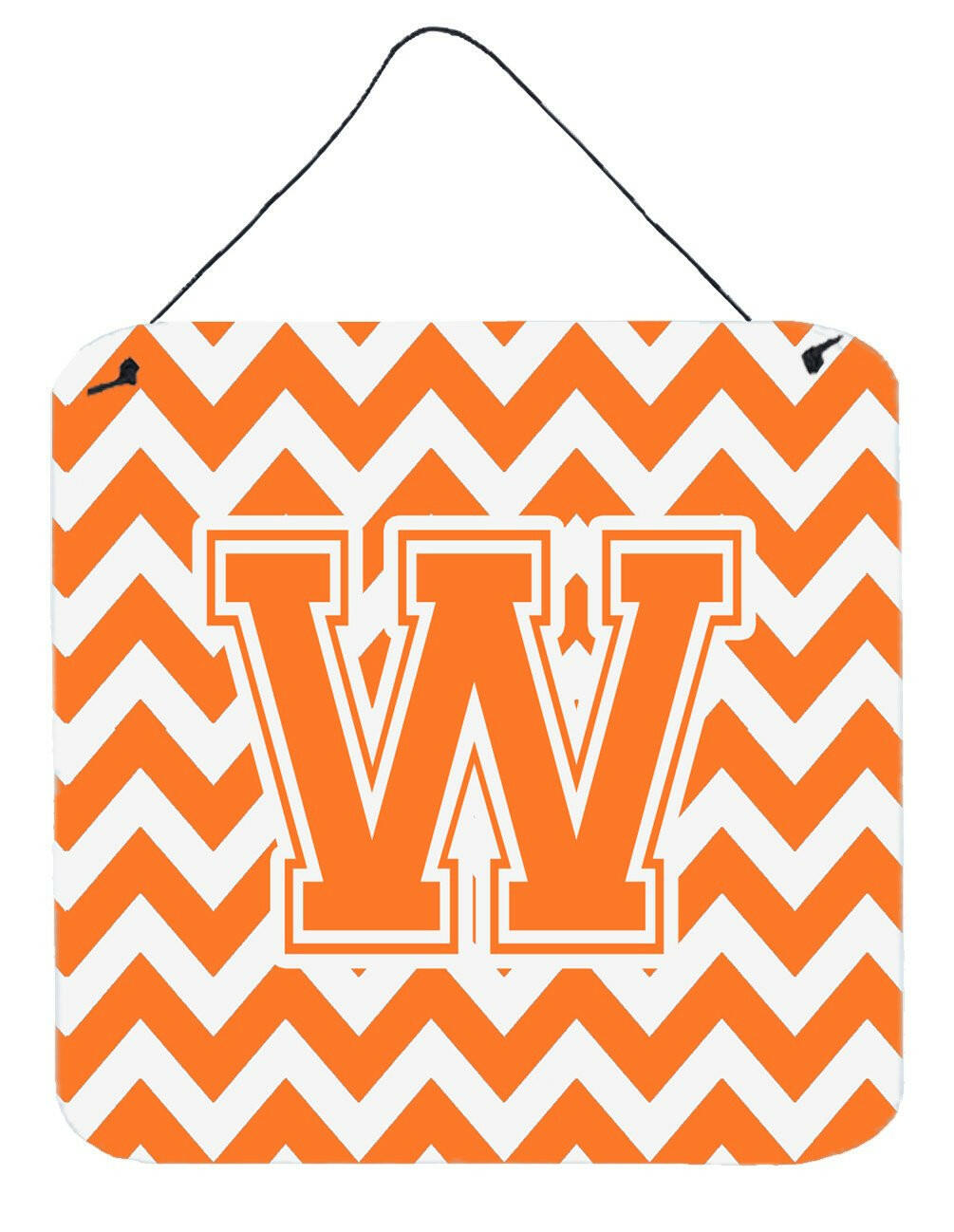 Letter W Chevron Orange and White Wall or Door Hanging Prints CJ1046-WDS66 by Caroline&#39;s Treasures