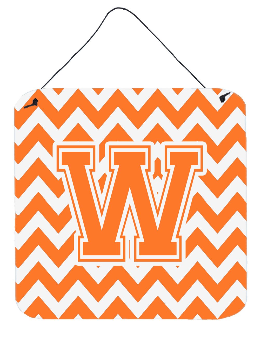 Letter W Chevron Orange and White Wall or Door Hanging Prints CJ1046-WDS66 by Caroline's Treasures