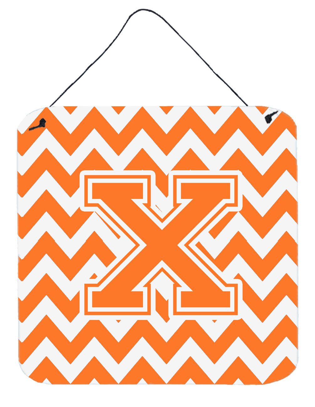 Letter X Chevron Orange and White Wall or Door Hanging Prints CJ1046-XDS66 by Caroline&#39;s Treasures
