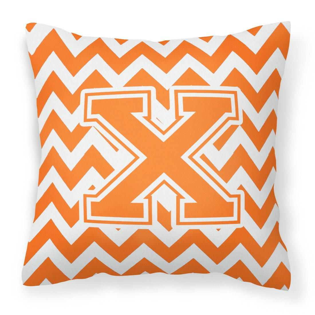 Letter X Chevron Orange and White Fabric Decorative Pillow CJ1046-XPW1414 by Caroline&#39;s Treasures
