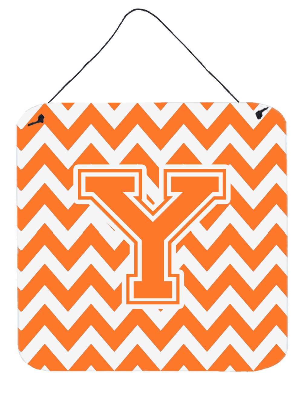 Letter Y Chevron Orange and White Wall or Door Hanging Prints CJ1046-YDS66 by Caroline&#39;s Treasures
