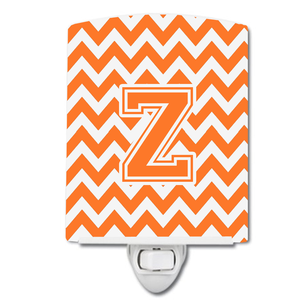 Letter Z Chevron Orange and White Ceramic Night Light CJ1046-ZCNL - the-store.com