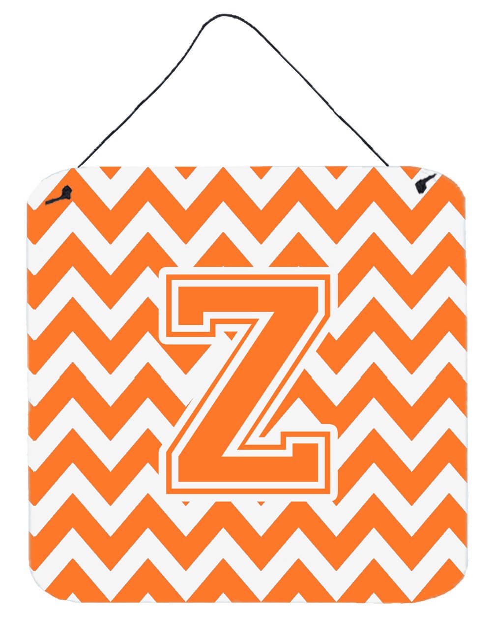 Letter Z Chevron Orange and White Wall or Door Hanging Prints CJ1046-ZDS66 by Caroline&#39;s Treasures