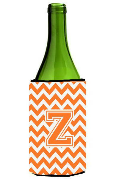 Letter Z Chevron Orange and White Wine Bottle Beverage Insulator Hugger CJ1046-ZLITERK by Caroline&#39;s Treasures