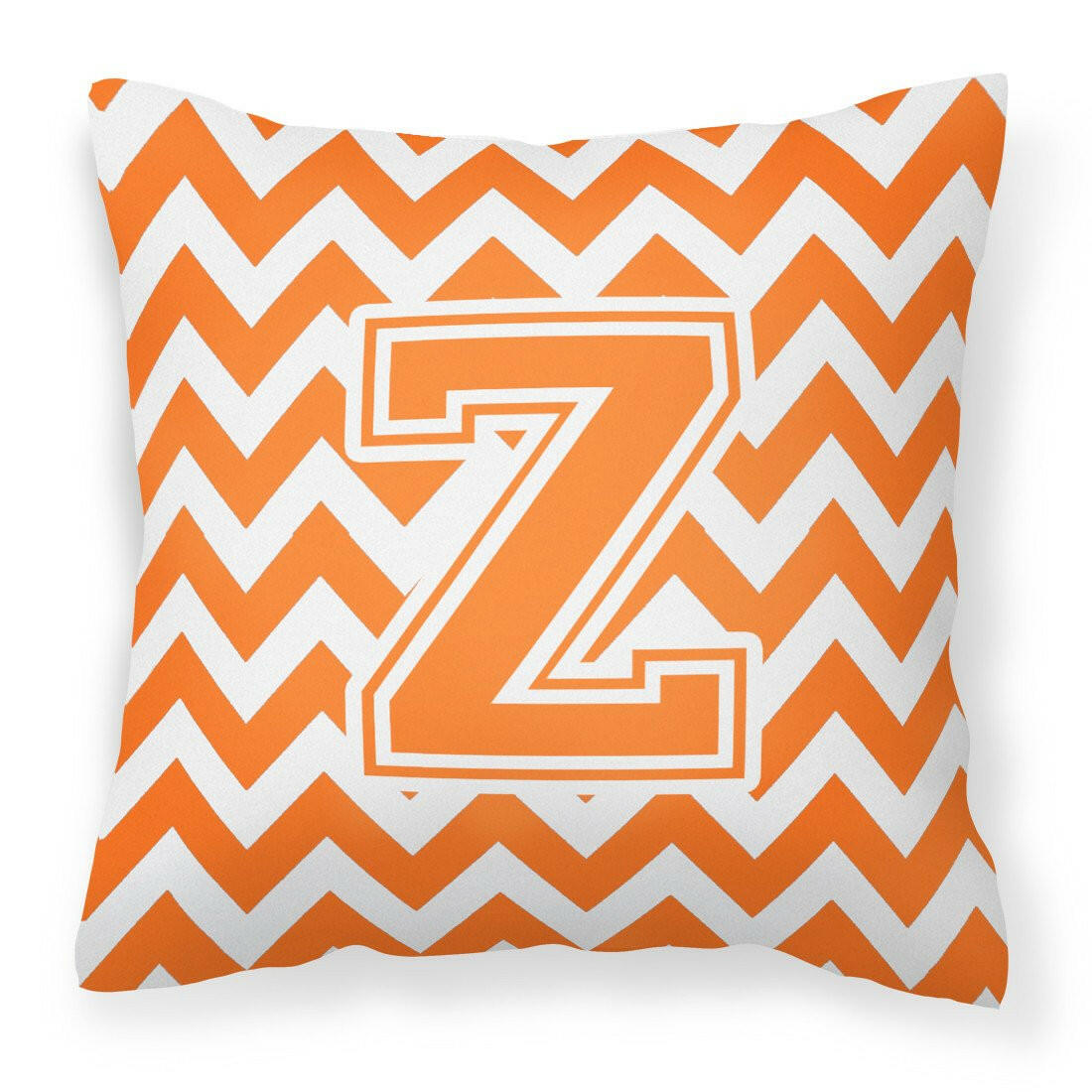 Letter Z Chevron Orange and White Fabric Decorative Pillow CJ1046-ZPW1414 by Caroline's Treasures