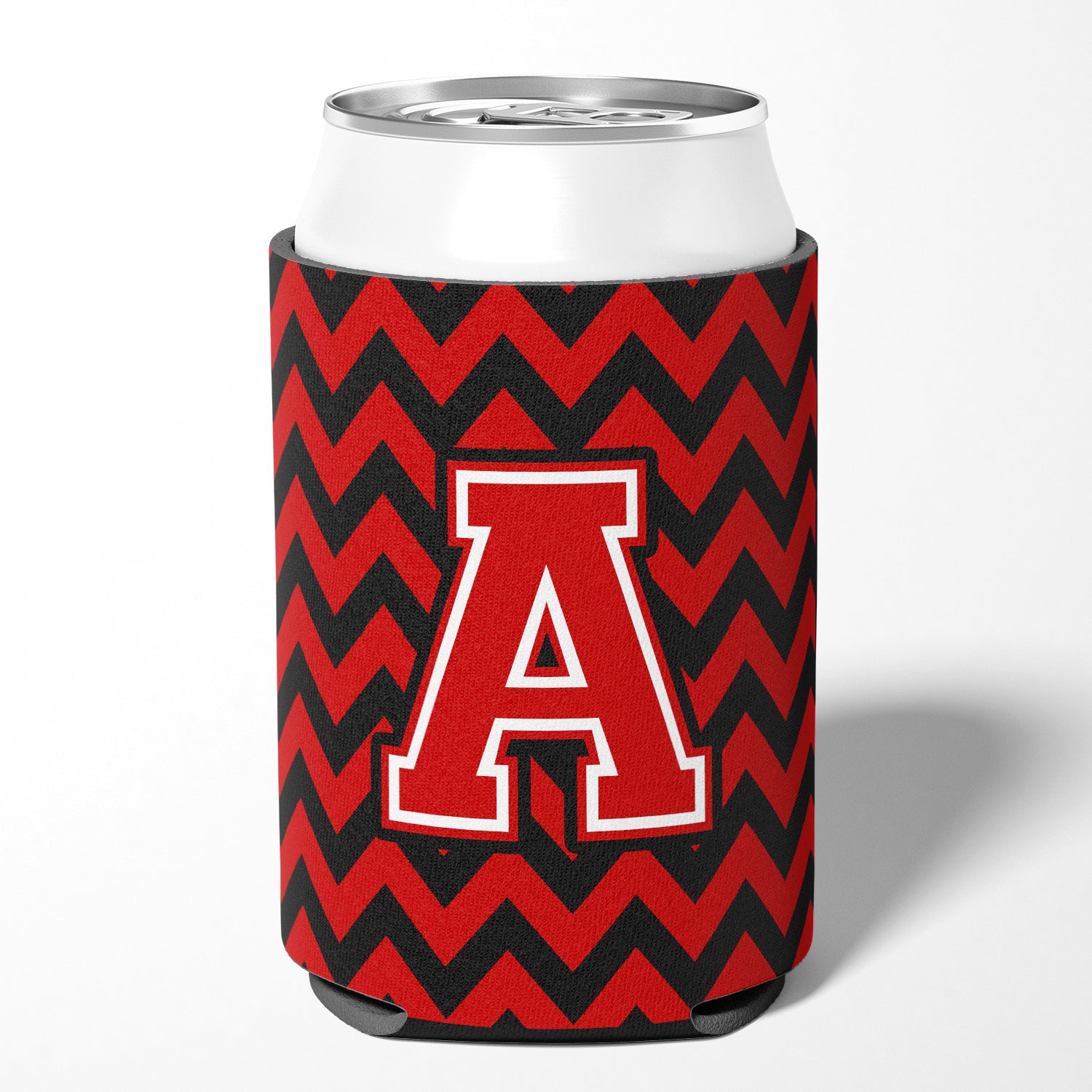 Letter A Chevron Black and Red   Can or Bottle Hugger CJ1047-ACC.