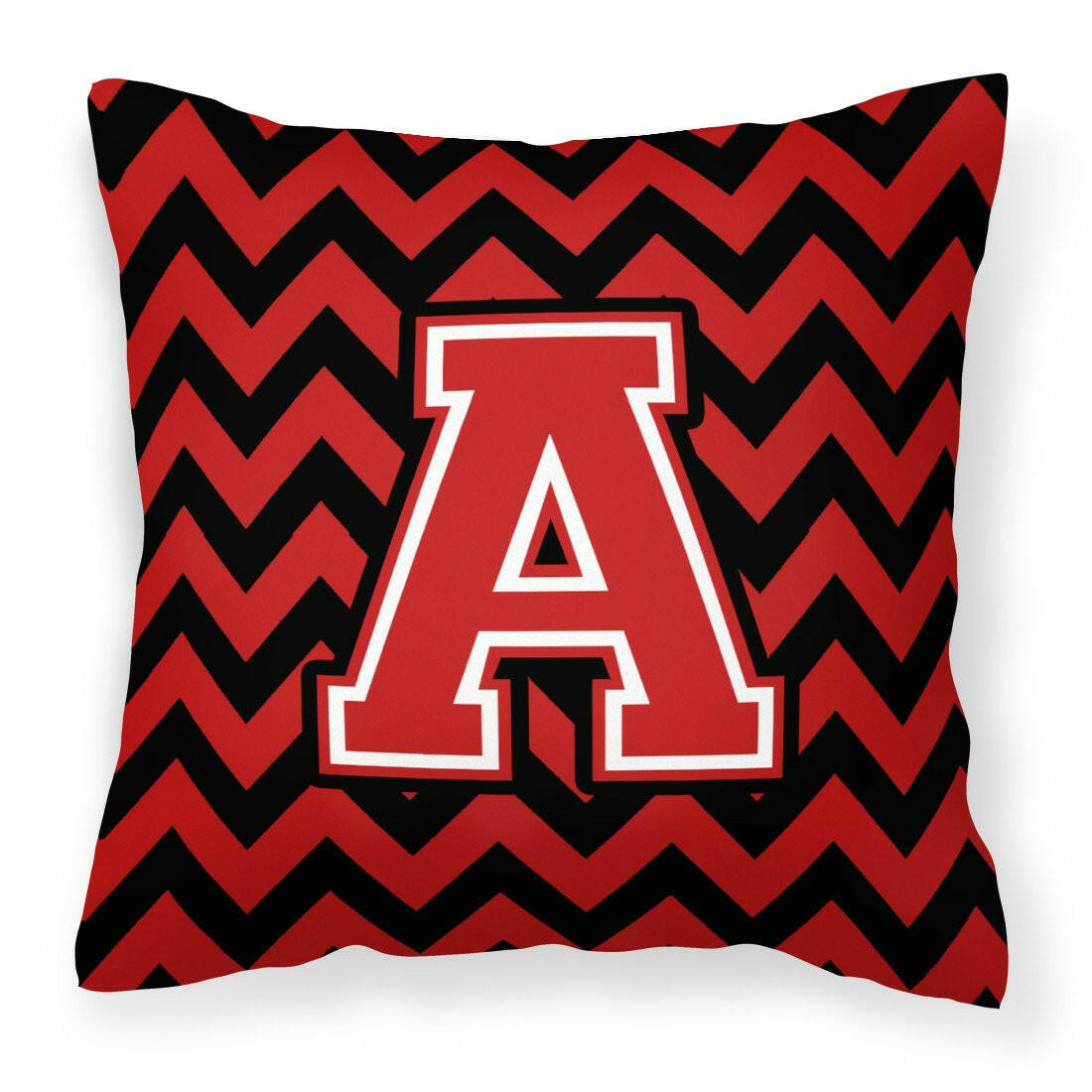 Letter A Chevron Black and Red   Fabric Decorative Pillow CJ1047-APW1414 by Caroline's Treasures