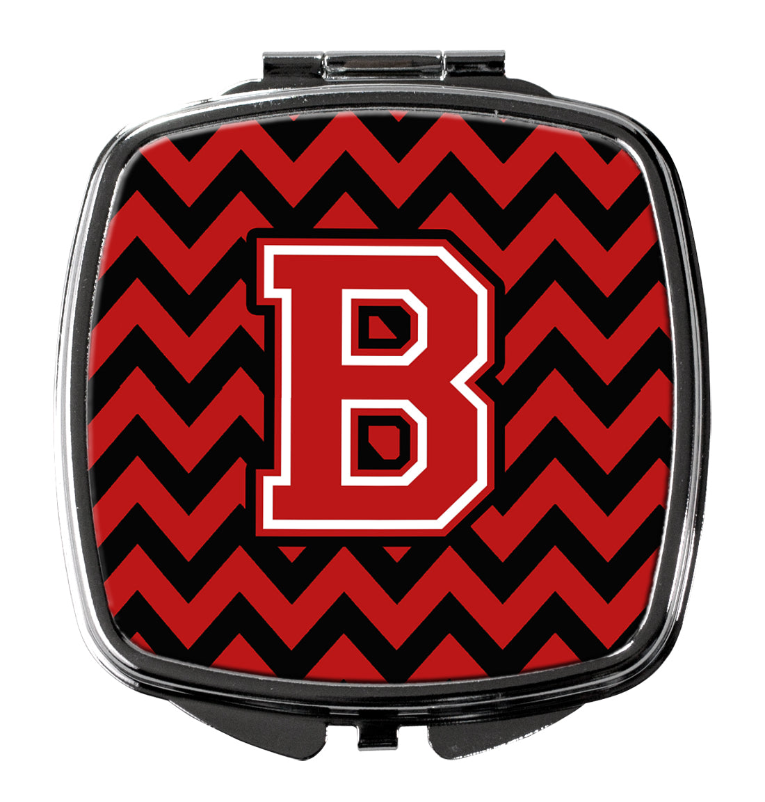 Letter B Chevron Black and Red   Compact Mirror CJ1047-BSCM  the-store.com.