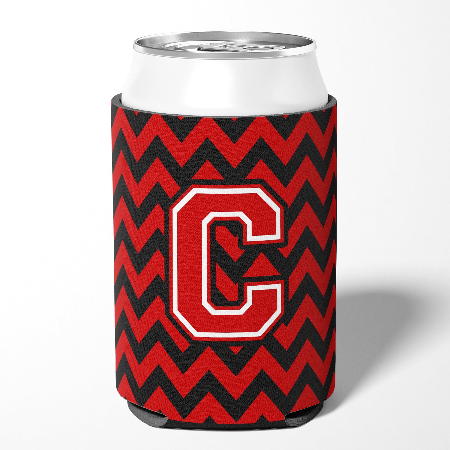 Letter C Chevron Black and Red   Can or Bottle Hugger CJ1047-CCC.