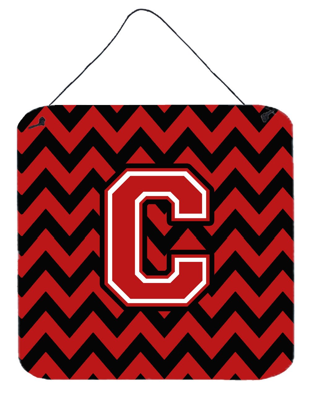 Letter C Chevron Black and Red   Wall or Door Hanging Prints CJ1047-CDS66 by Caroline's Treasures