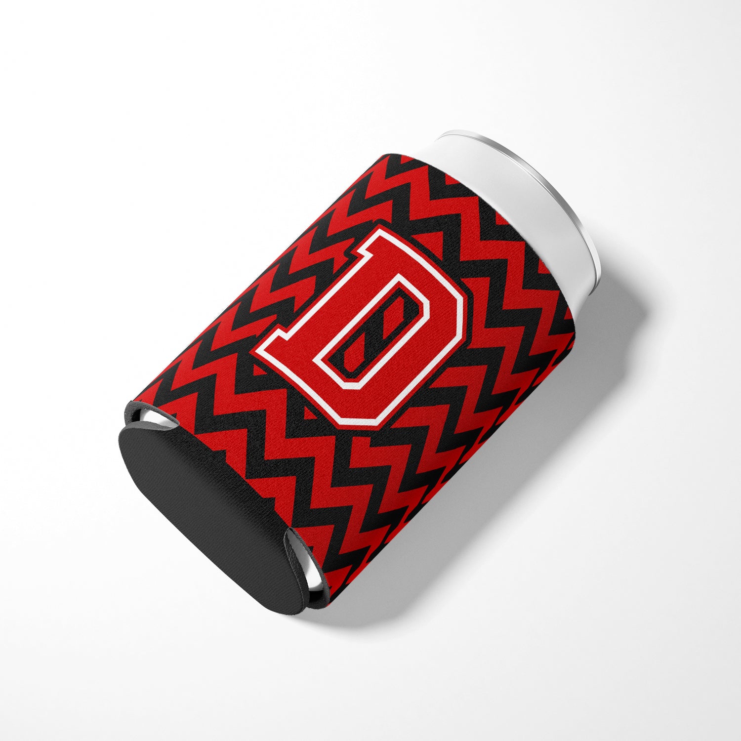 Letter D Chevron  Black and Red   Can or Bottle Hugger CJ1047-DCC.