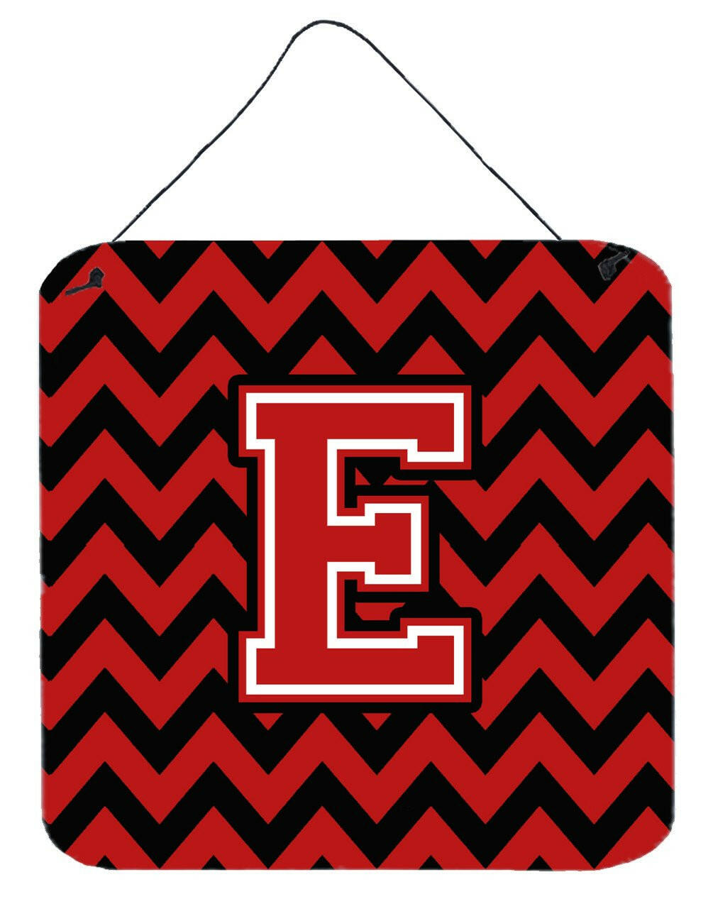 Letter E Chevron Black and Red   Wall or Door Hanging Prints CJ1047-EDS66 by Caroline&#39;s Treasures