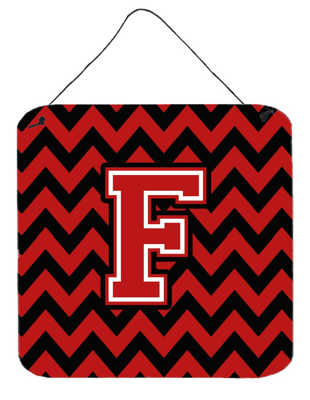 Letter F Chevron Black and Red   Wall or Door Hanging Prints CJ1047-FDS66 by Caroline's Treasures
