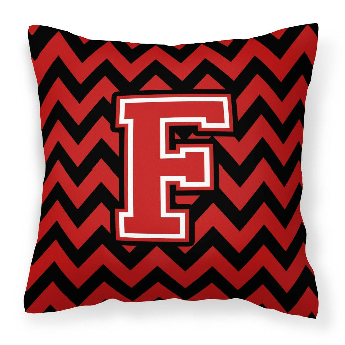 Letter F Chevron Black and Red   Fabric Decorative Pillow CJ1047-FPW1414 by Caroline&#39;s Treasures