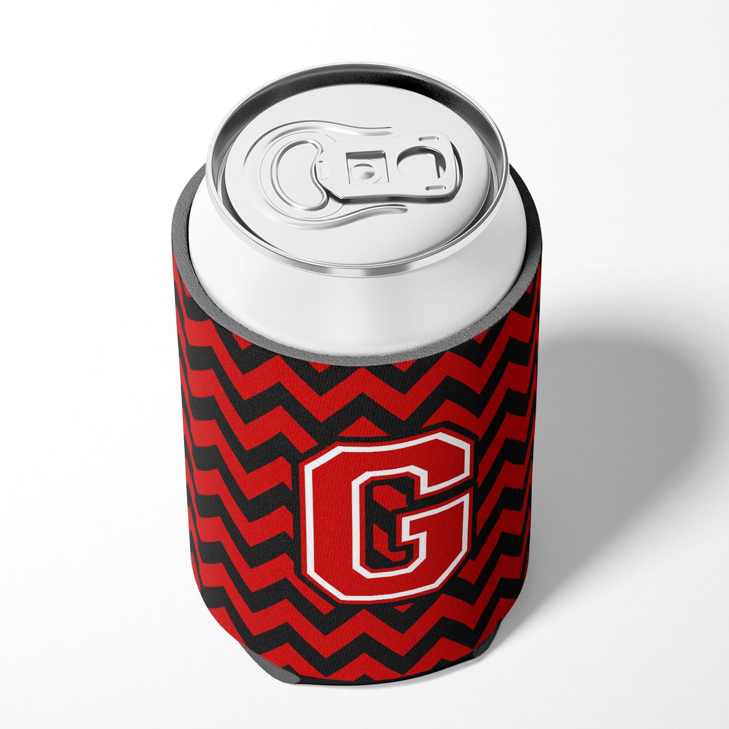 Letter G Chevron Black and Red   Can or Bottle Hugger CJ1047-GCC.