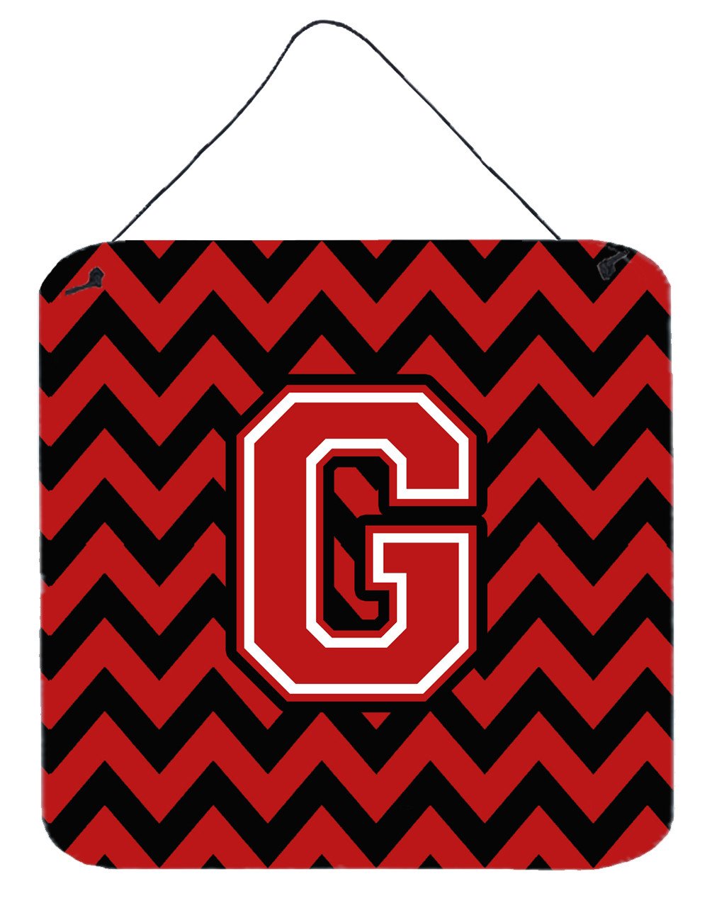 Letter G Chevron Black and Red   Wall or Door Hanging Prints CJ1047-GDS66 by Caroline&#39;s Treasures