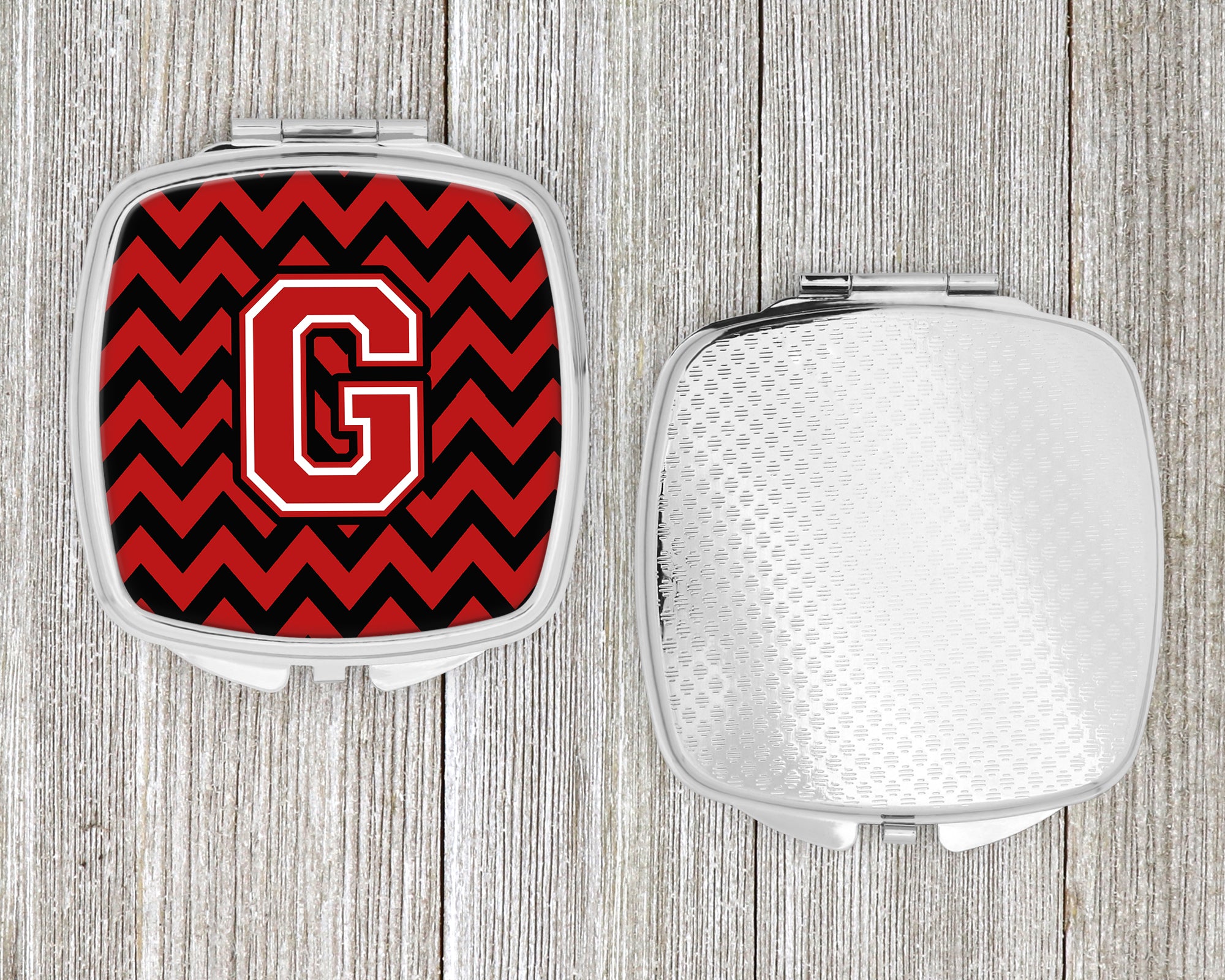 Letter G Chevron Black and Red   Compact Mirror CJ1047-GSCM