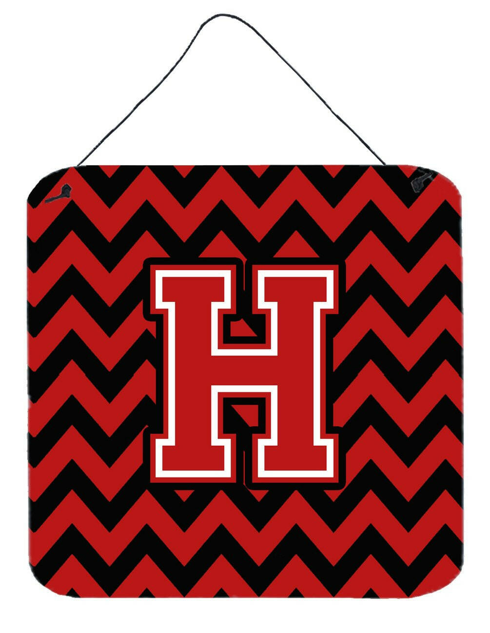 Letter H Chevron Black and Red   Wall or Door Hanging Prints CJ1047-HDS66 by Caroline&#39;s Treasures