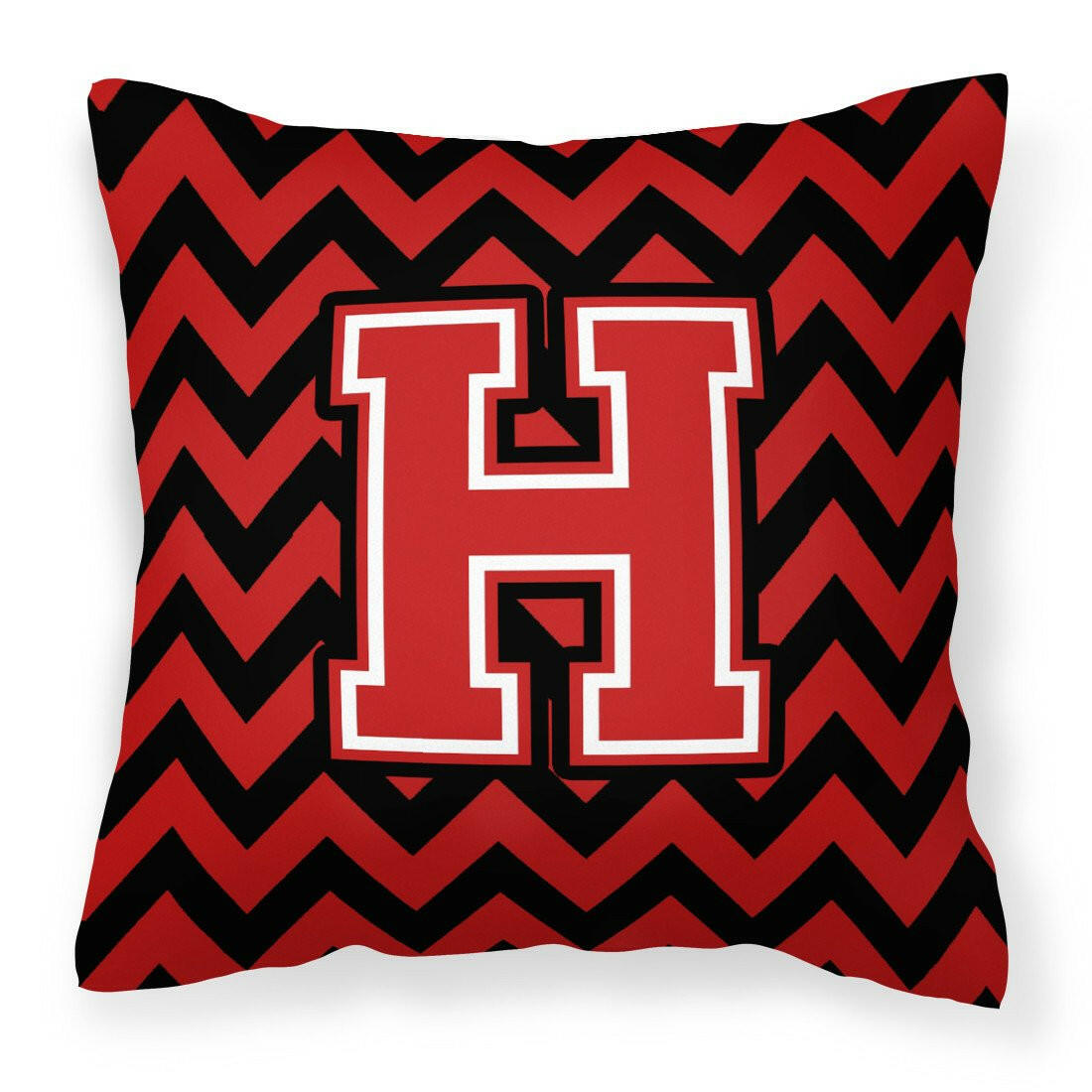 Letter H Chevron Black and Red   Fabric Decorative Pillow CJ1047-HPW1414 by Caroline's Treasures