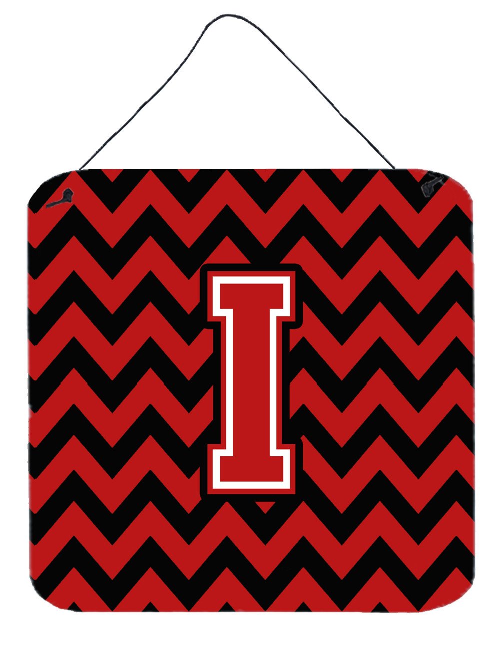 Letter I Chevron Black and Red   Wall or Door Hanging Prints CJ1047-IDS66 by Caroline&#39;s Treasures