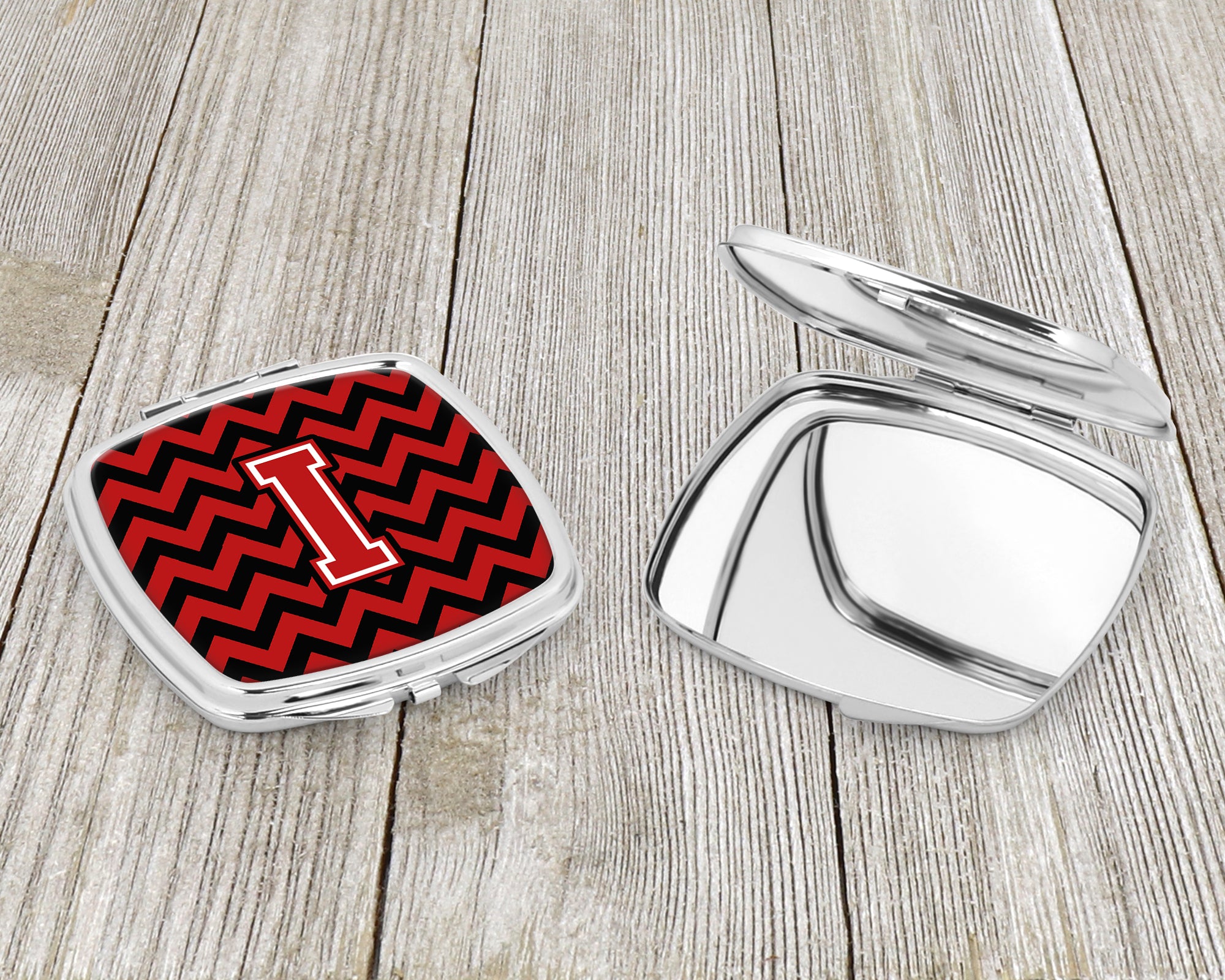 Letter I Chevron Black and Red   Compact Mirror CJ1047-ISCM  the-store.com.