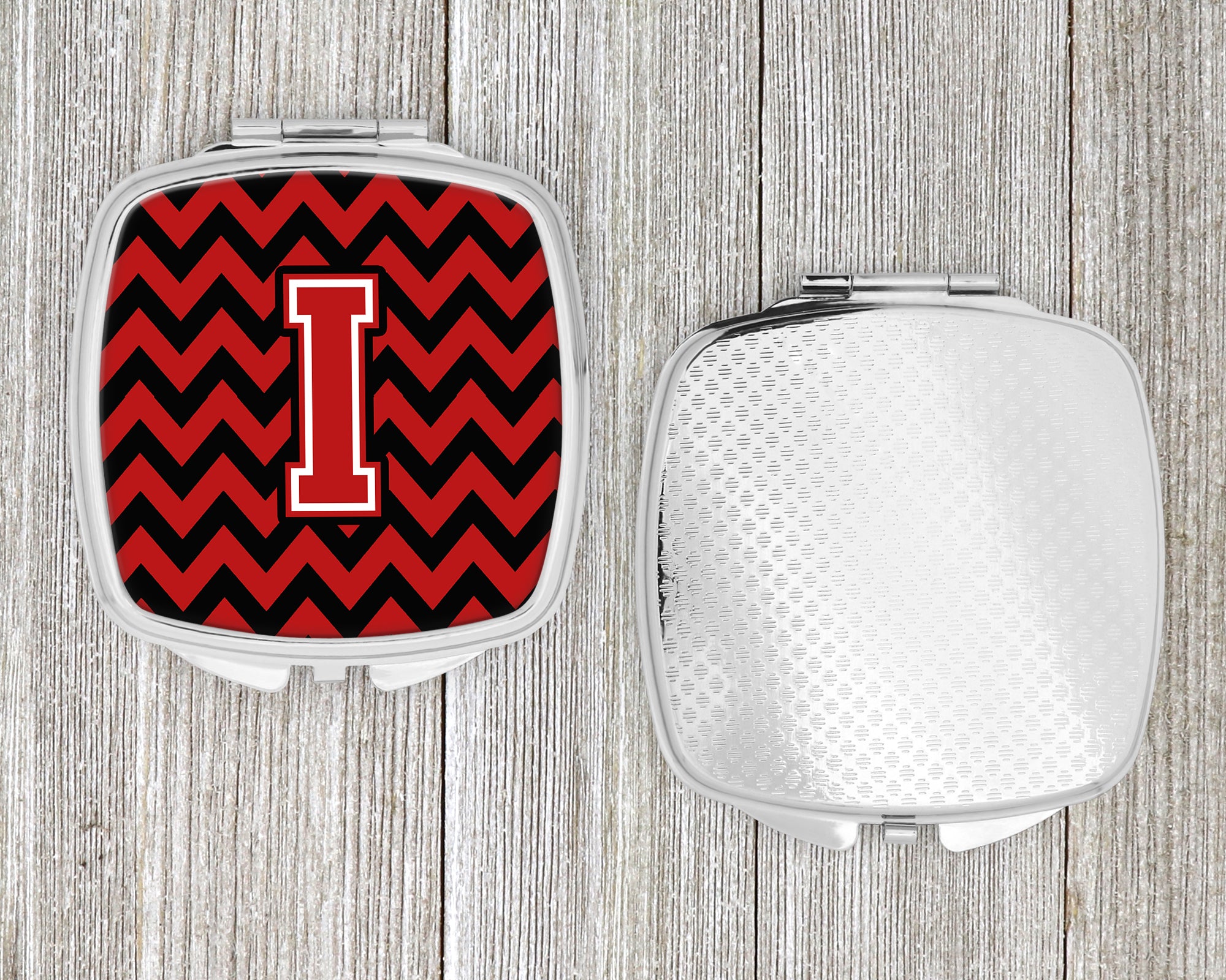 Letter I Chevron Black and Red   Compact Mirror CJ1047-ISCM  the-store.com.
