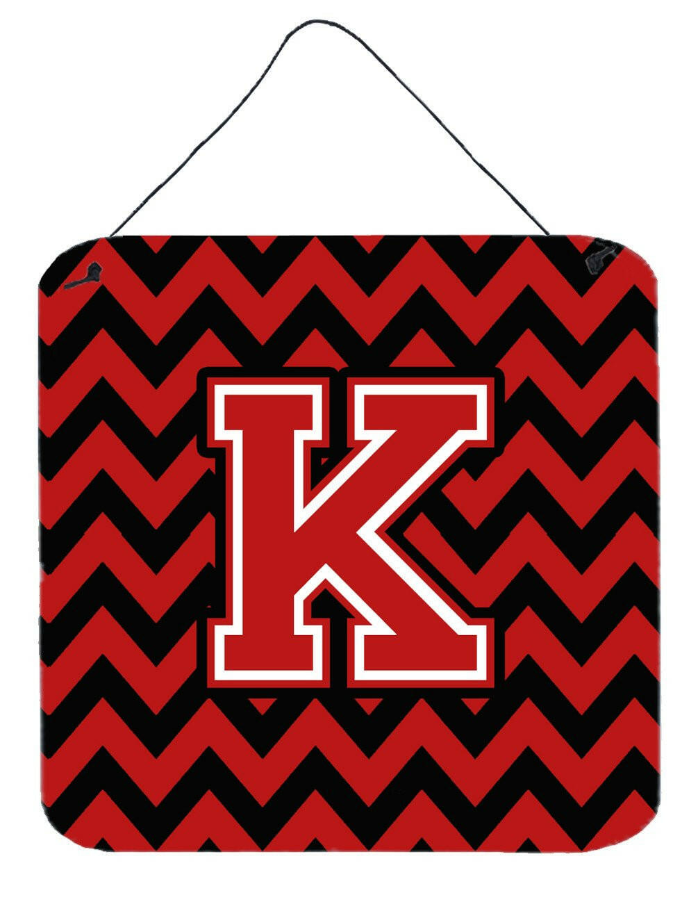 Letter K Chevron Black and Red   Wall or Door Hanging Prints CJ1047-KDS66 by Caroline&#39;s Treasures