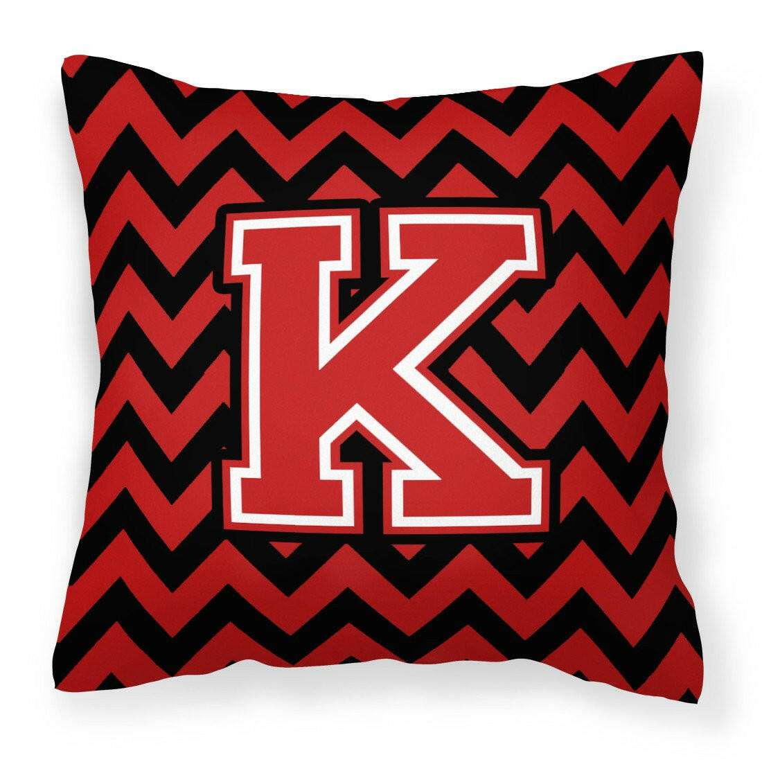 Letter K Chevron Black and Red   Fabric Decorative Pillow CJ1047-KPW1414 by Caroline's Treasures