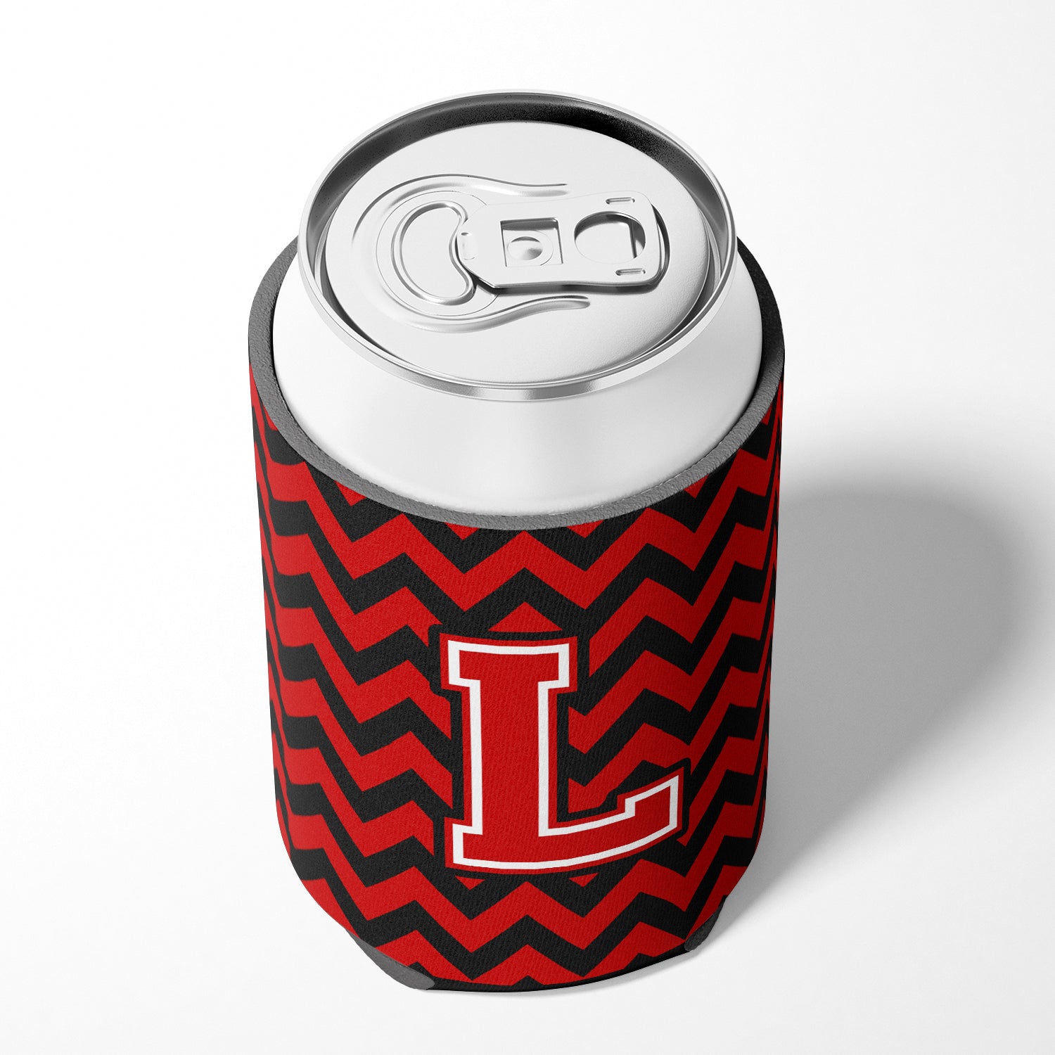 Letter L Chevron Black and Red   Can or Bottle Hugger CJ1047-LCC.