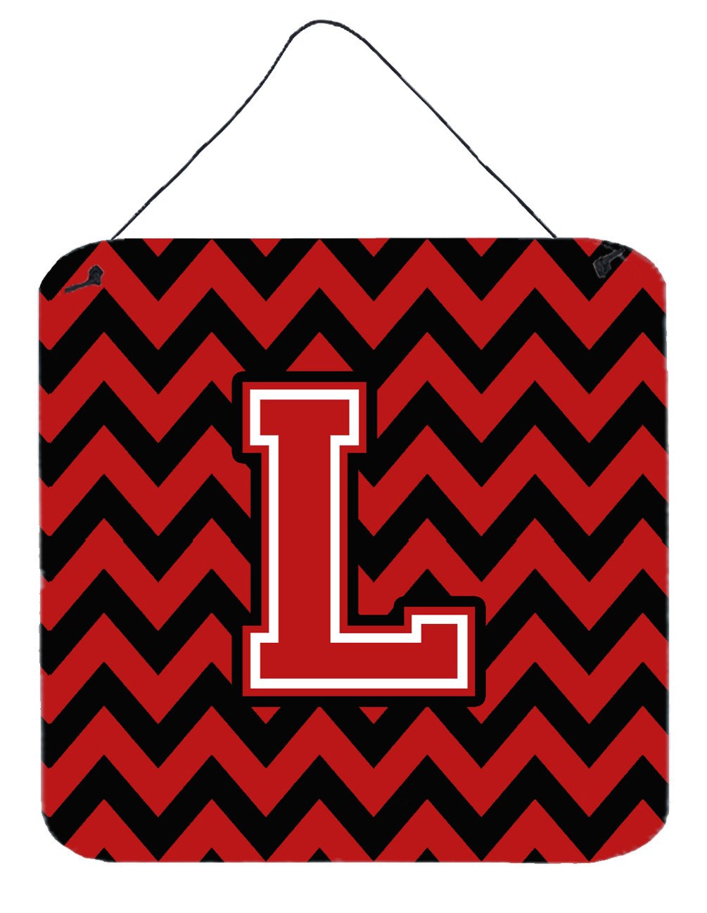 Letter L Chevron Black and Red   Wall or Door Hanging Prints CJ1047-LDS66 by Caroline&#39;s Treasures