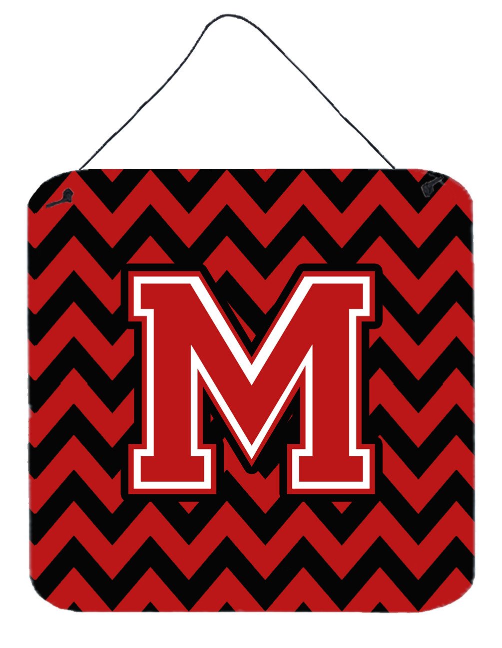 Letter M Chevron Black and Red   Wall or Door Hanging Prints CJ1047-MDS66 by Caroline&#39;s Treasures