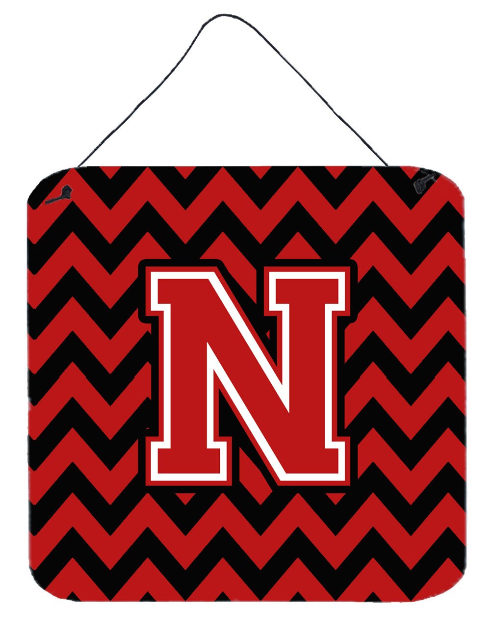 Letter N Chevron Black and Red   Wall or Door Hanging Prints CJ1047-NDS66 by Caroline&#39;s Treasures