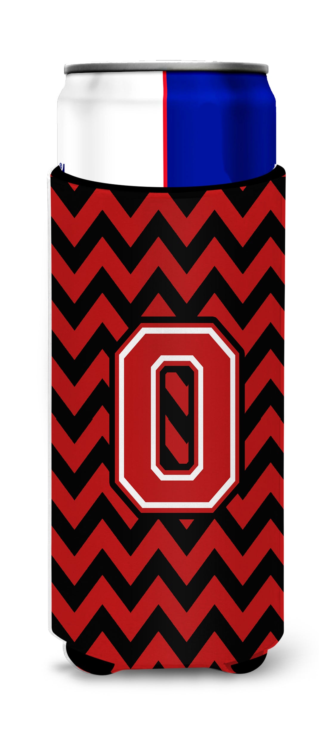 Letter O Chevron Black and Red   Ultra Beverage Insulators for slim cans CJ1047-OMUK