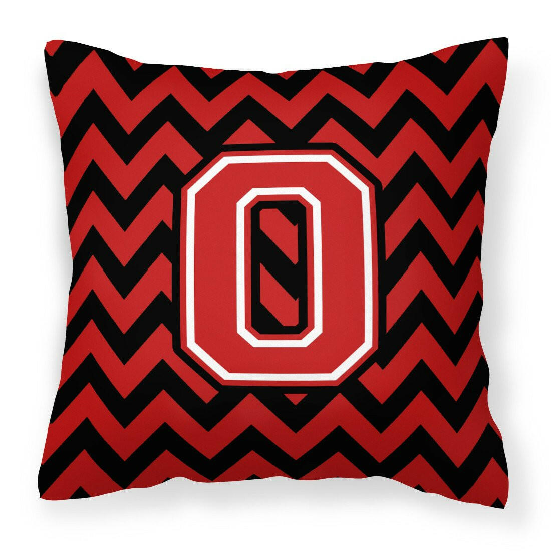 Letter O Chevron Black and Red   Fabric Decorative Pillow CJ1047-OPW1414 by Caroline&#39;s Treasures