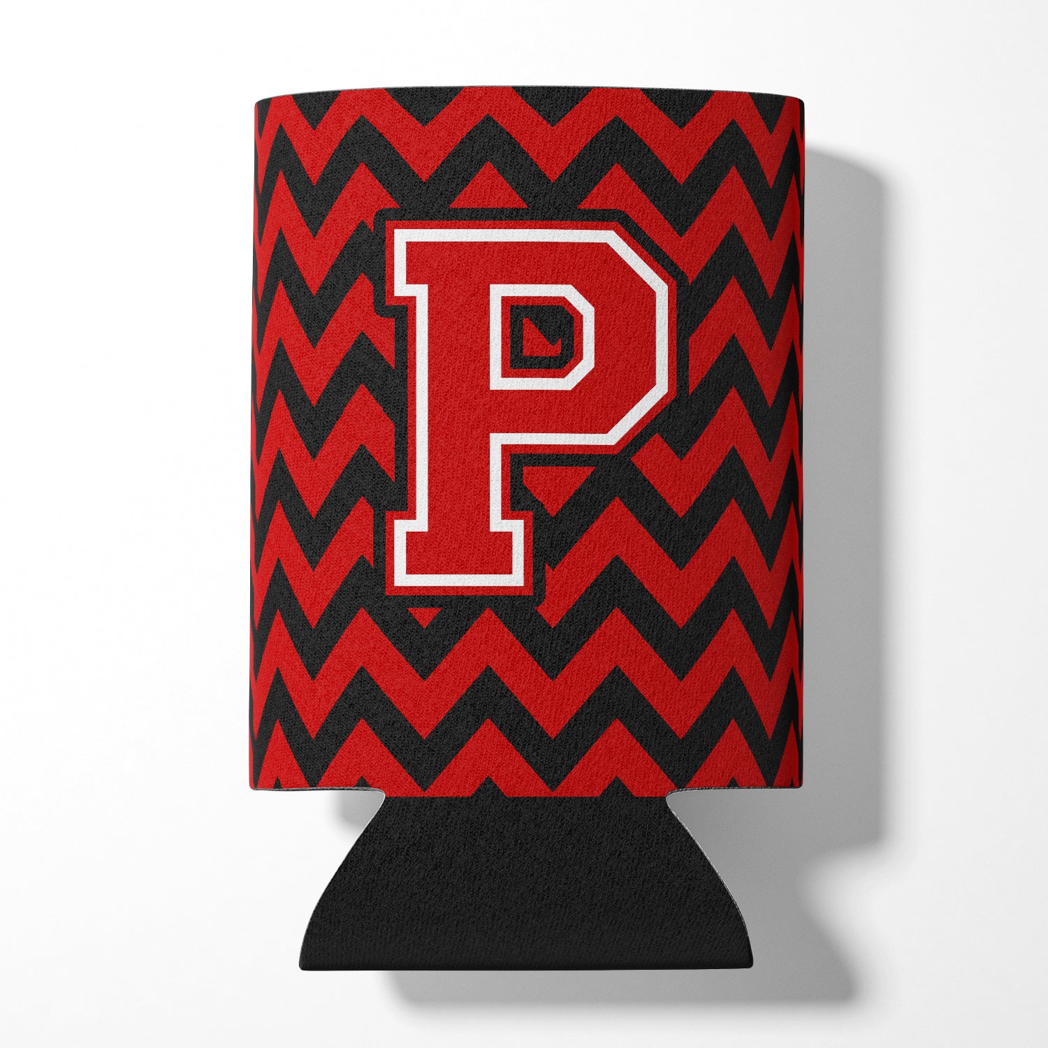 Letter P Chevron Black and Red   Can or Bottle Hugger CJ1047-PCC.