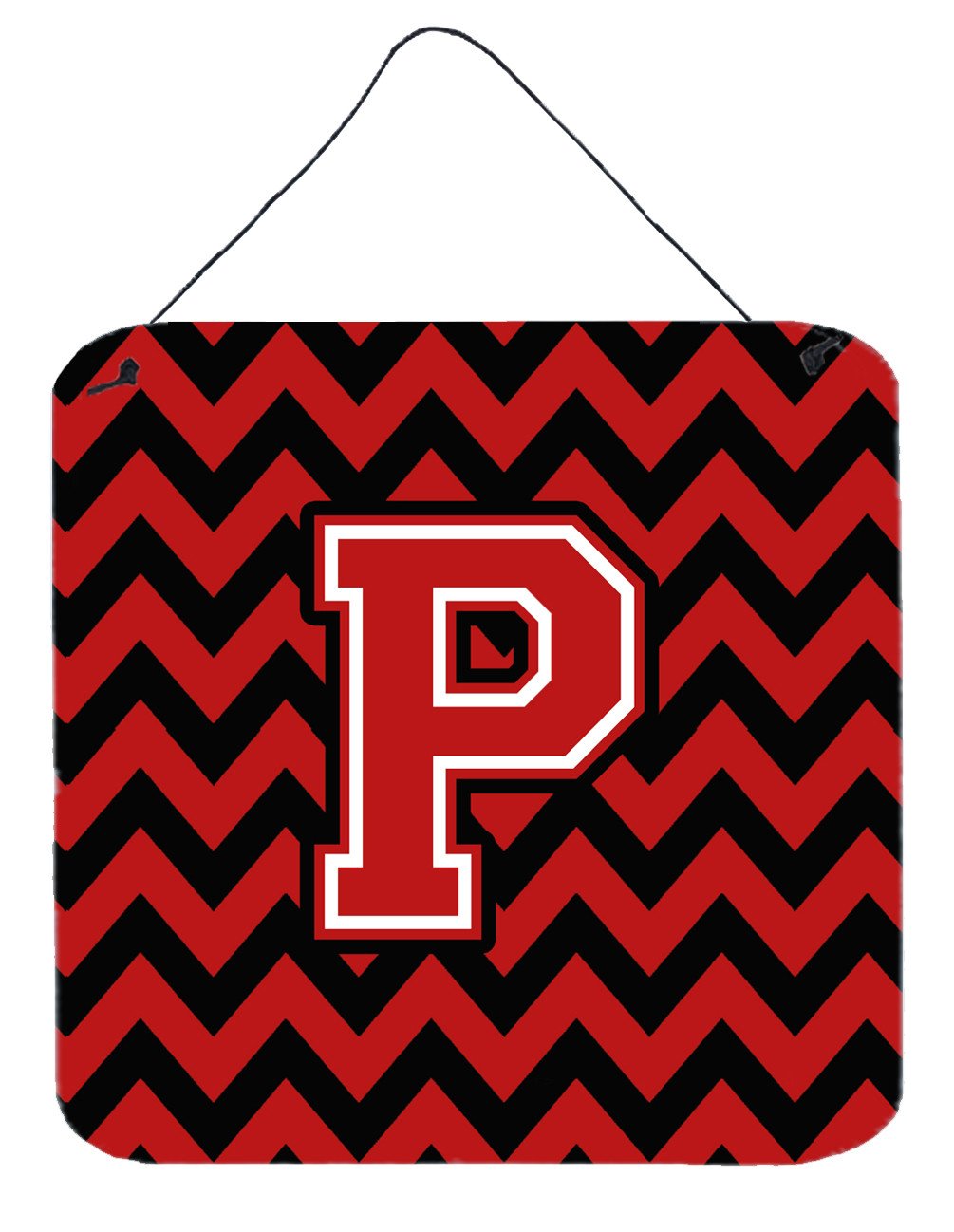 Letter P Chevron Black and Red   Wall or Door Hanging Prints CJ1047-PDS66 by Caroline's Treasures