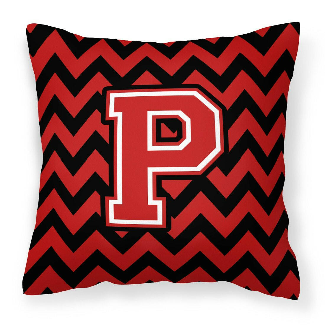 Letter P Chevron Black and Red   Fabric Decorative Pillow CJ1047-PPW1414 by Caroline&#39;s Treasures