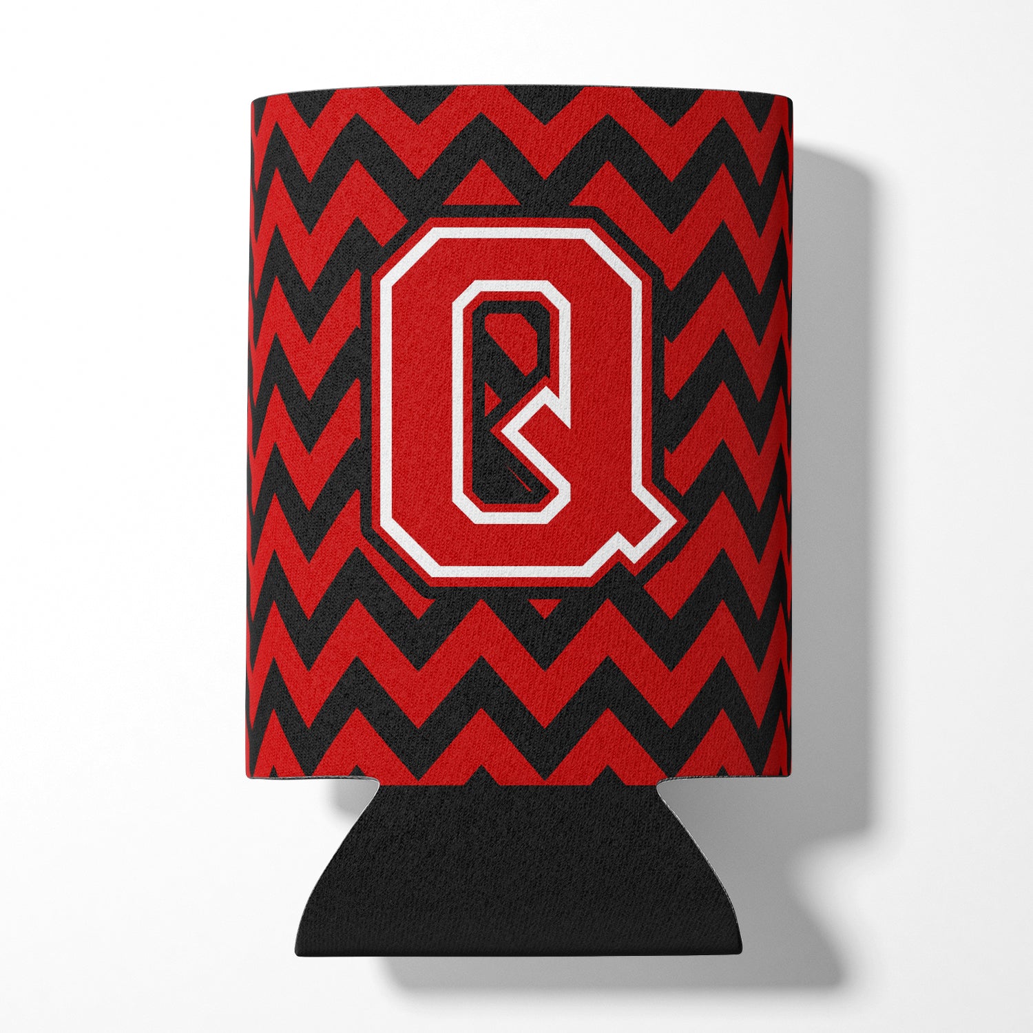 Letter Q Chevron Black and Red   Can or Bottle Hugger CJ1047-QCC.