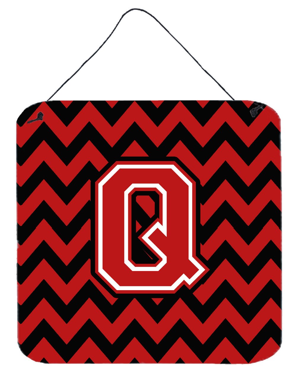 Letter Q Chevron Black and Red   Wall or Door Hanging Prints CJ1047-QDS66 by Caroline's Treasures