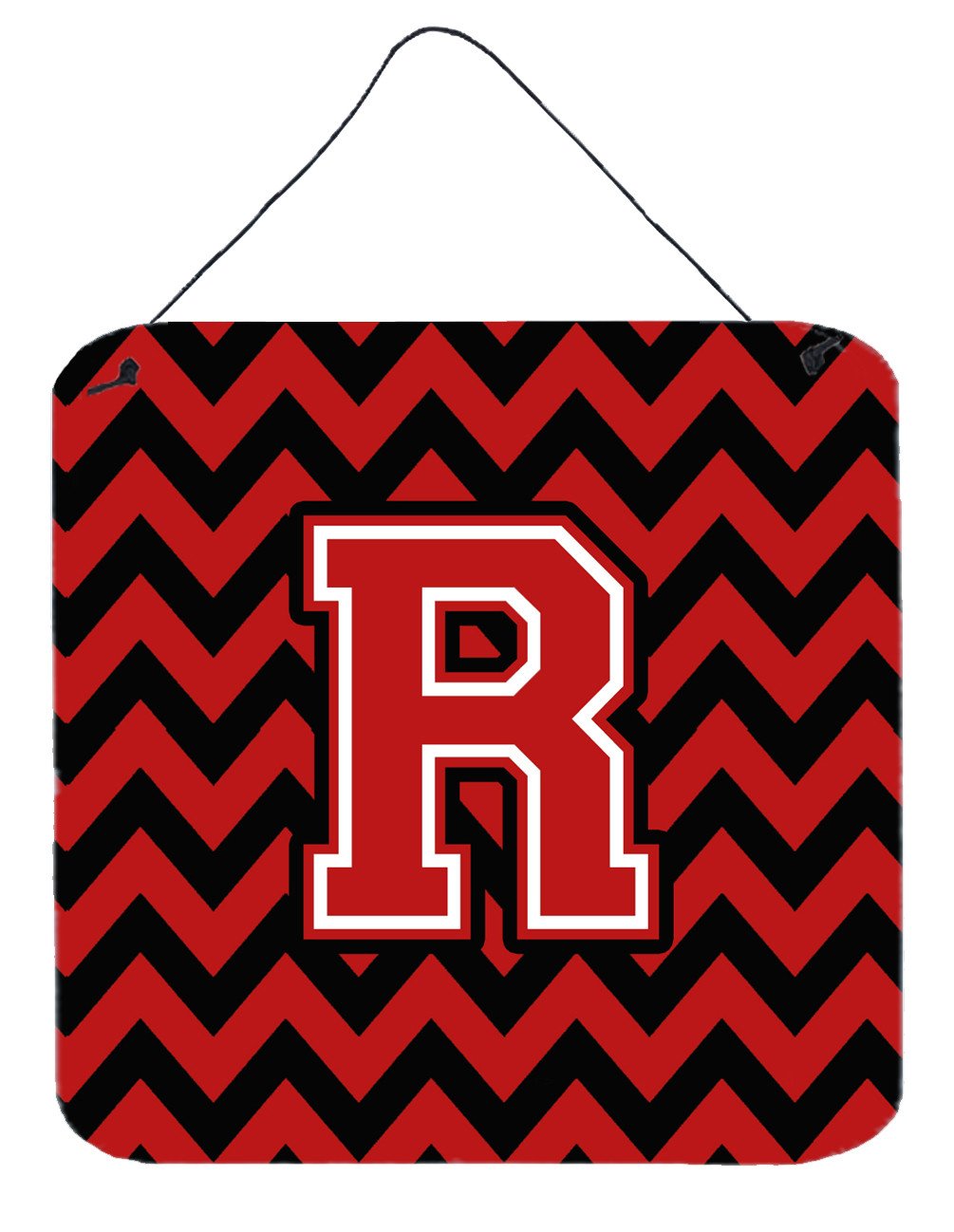 Letter R Chevron Black and Red   Wall or Door Hanging Prints CJ1047-RDS66 by Caroline&#39;s Treasures