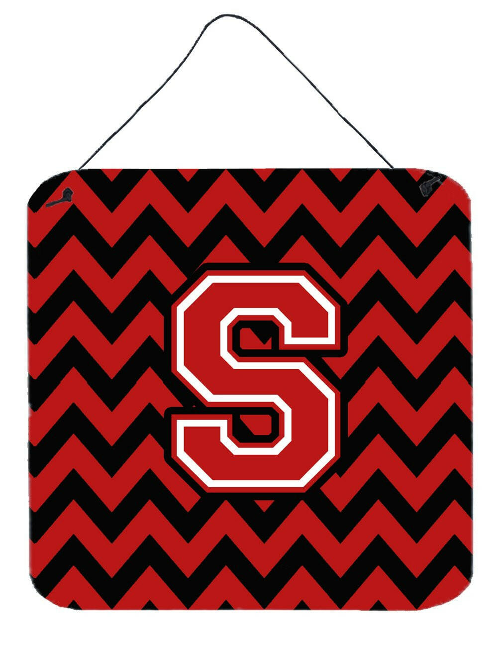 Letter S Chevron Black and Red   Wall or Door Hanging Prints CJ1047-SDS66 by Caroline's Treasures